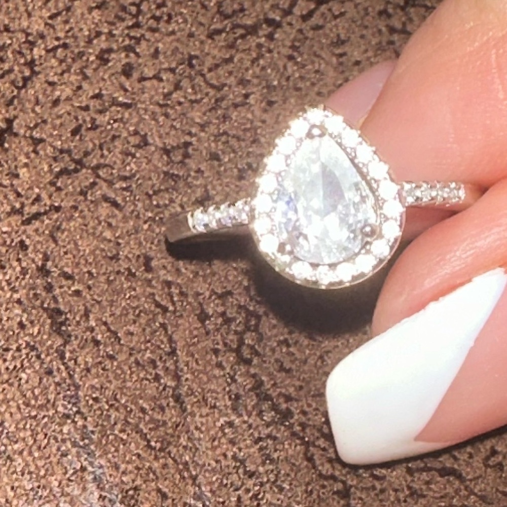 Pear Shape Silver Ring Real 925